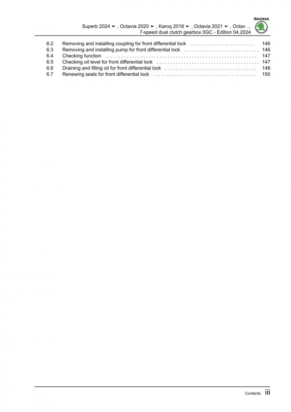 Skoda Karoq NU from 2017 7 speed dual clutch gearbox 0GC repair manual eBook