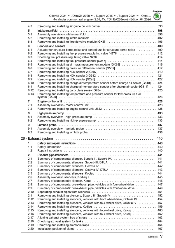 Skoda Karoq NU from 2017 4-cyl. diesel engines 116-200 hp repair manual eBook