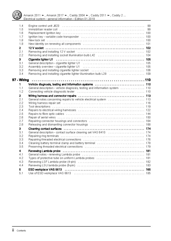 VW Amarok 2H 10-16 electrical system general information workshop manual pdf
