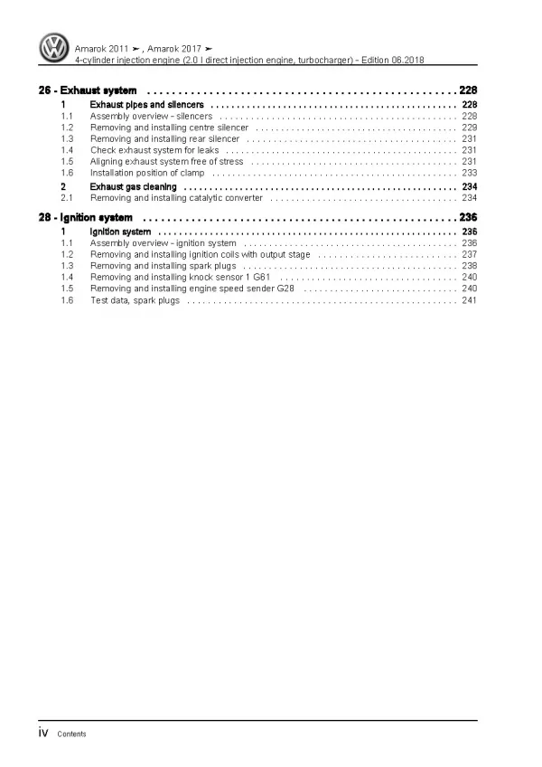 VW Amarok type 2H 2010-2016 4-cyl. 2.0l petrol engines 160 hp repair manual pdf