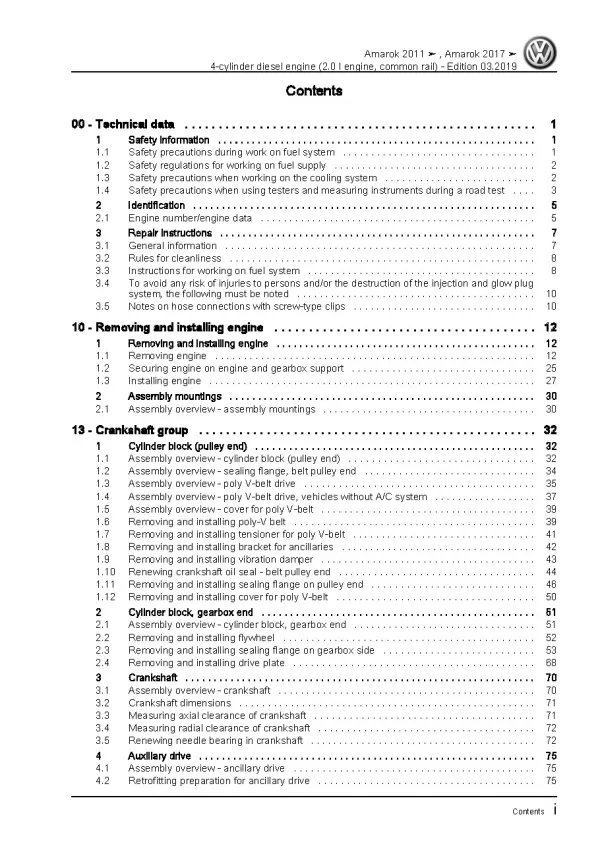 VW Amarok type 2H 2010-2016 4-cyl. diesel engines 2.0l repair manual pdf ebook