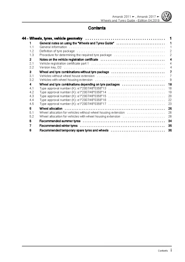 VW Amarok S6 S7 from 2016 wheels and tyres repair workshop manual pdf file ebook