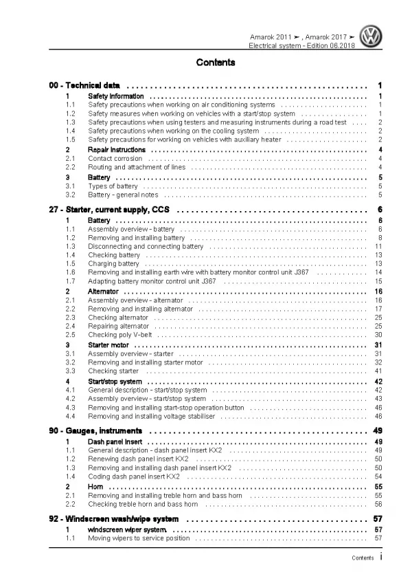 VW Amarok type S6 S7 from 2016 electrical system repair workshop manual pdf