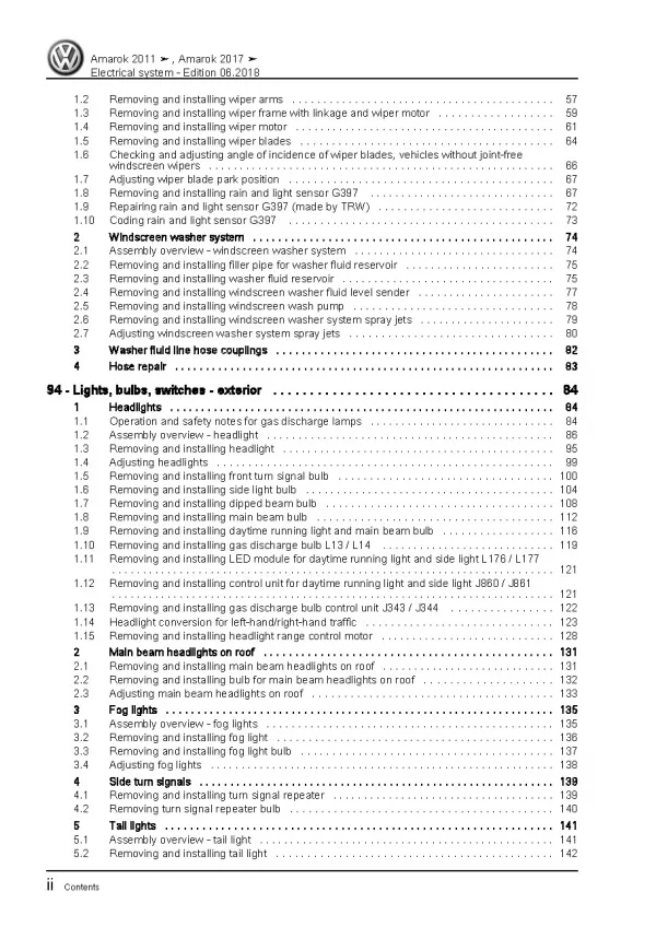 VW Amarok type S6 S7 from 2016 electrical system repair workshop manual pdf