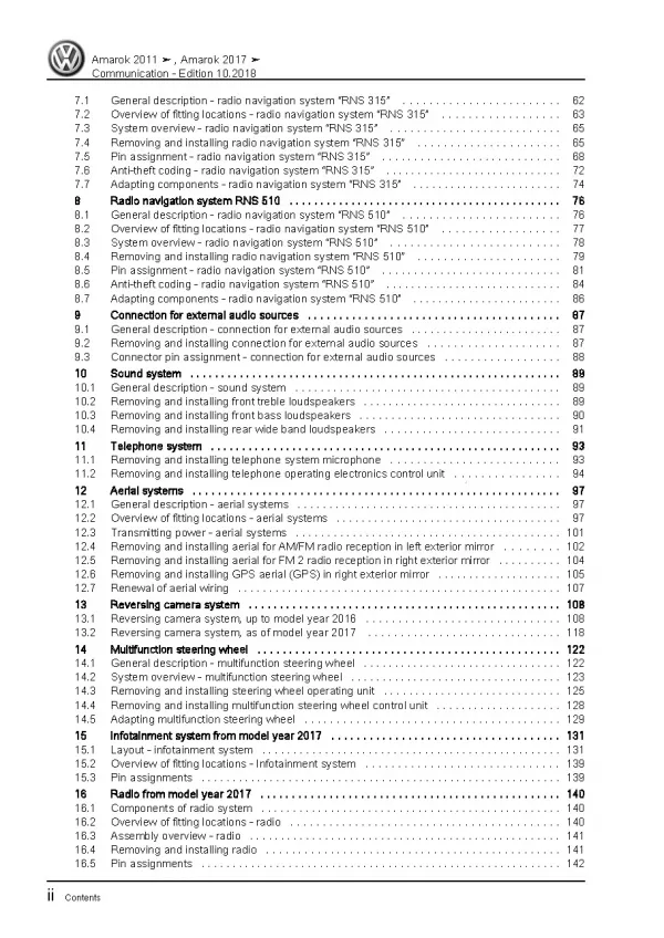 VW Amarok S6 S7 from 2016 communication radio navigation workshop manual pdf