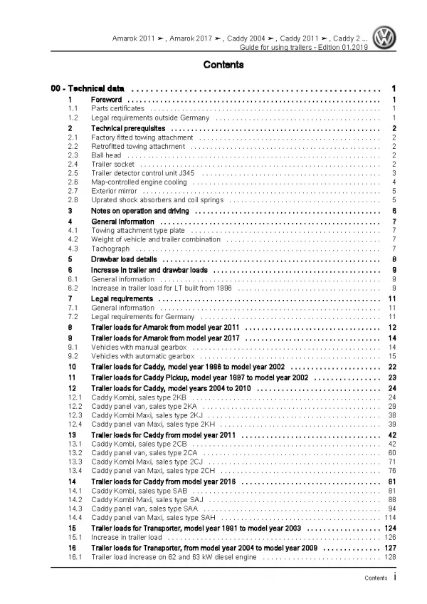 VW Amarok type S6 S7 from 2016 guide for using trailers workshop manual pdf file