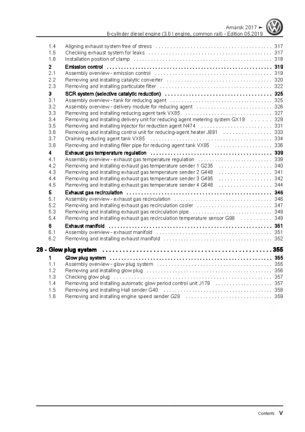 VW Amarok type S6 S7 from 2016 6-cyl. diesel engines repair workshop manual pdf