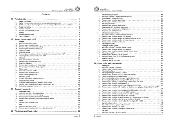 VW Arteon type 3H 2017-2020 electrical system repair workshop manual pdf ebook