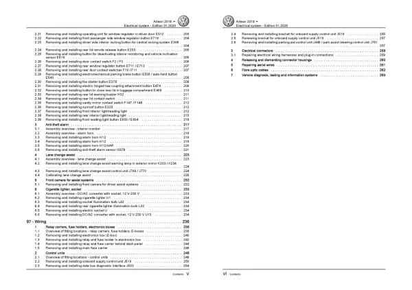 VW Arteon type 3H 2017-2020 electrical system repair workshop manual pdf ebook