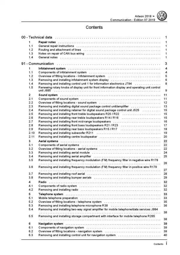 VW Arteon 3H 2017-2020 communication radio navigation repair workshop manual pdf