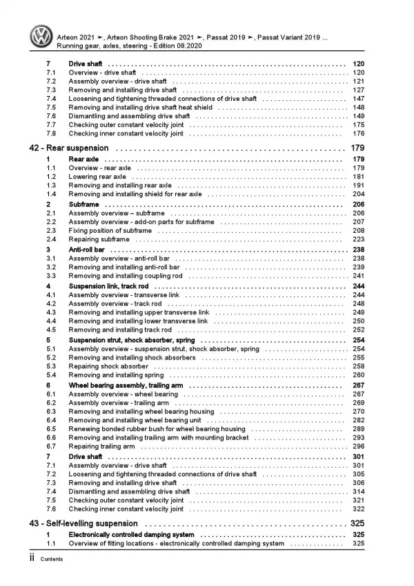 VW Arteon 3H from 2020 running gear axles steering repair workshop manual pdf