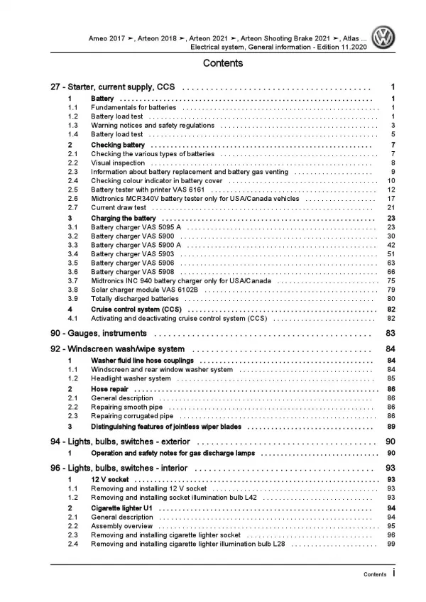 VW Arteon 3H from 2020 electrical system general information repair manual pdf