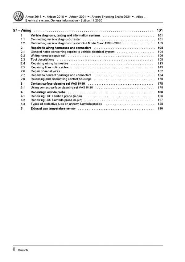 VW Arteon 3H from 2020 electrical system general information repair manual pdf