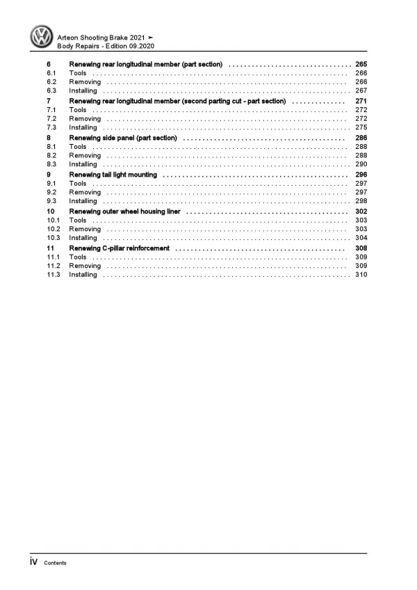 VW Arteon type 3H9 from 2020 body repairs workshop repair manual pdf ebook