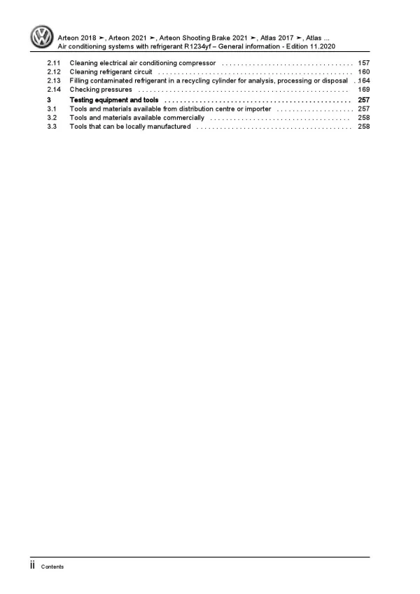 VW Arteon 3H from 2020 air conditioning systems refrigerant repair manual pdf