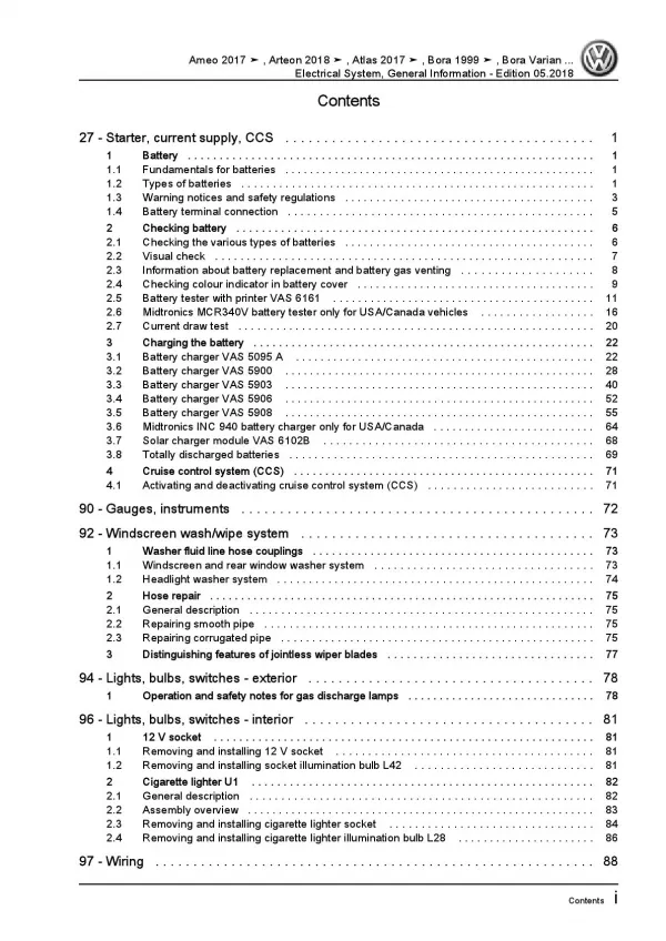 VW Bora 1J 1998-2006 electrical system general information repair manual pdf