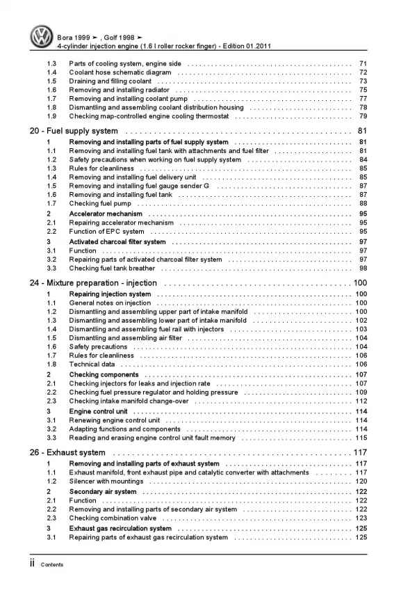 VW Bora type 1J 1998-2006 4-cyl. 1.6l petrol engines 102 hp repair manual pdf