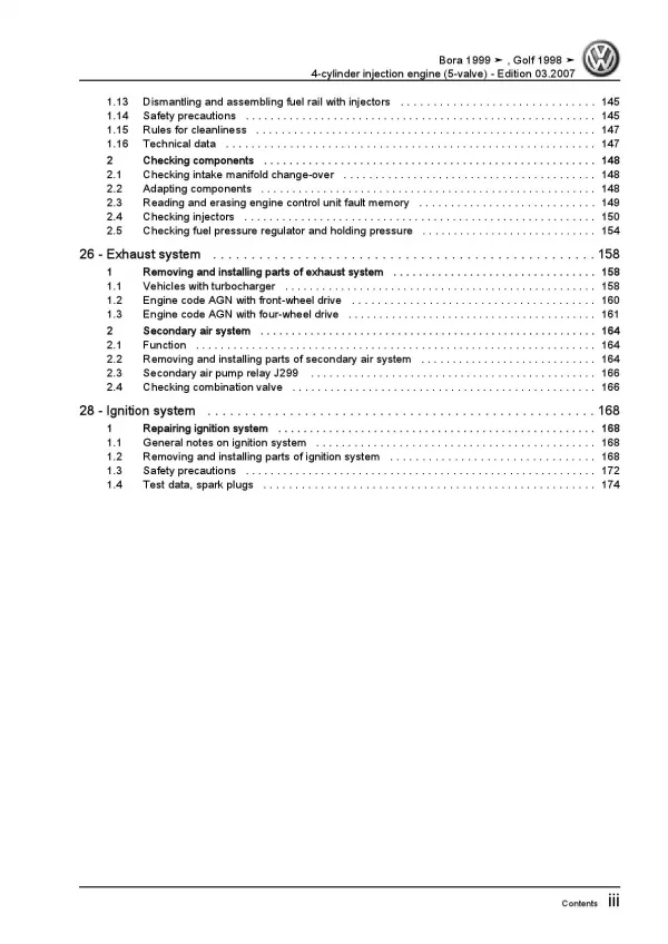 VW Bora 1J 1998-2006 4-cyl. 1.8l petrol engines 125-180 hp repair manual pdf