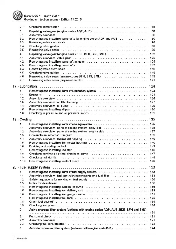 VW Bora type 1J 1998-2006 6-cyl. petrol engines 204-240 hp repair manual pdf 