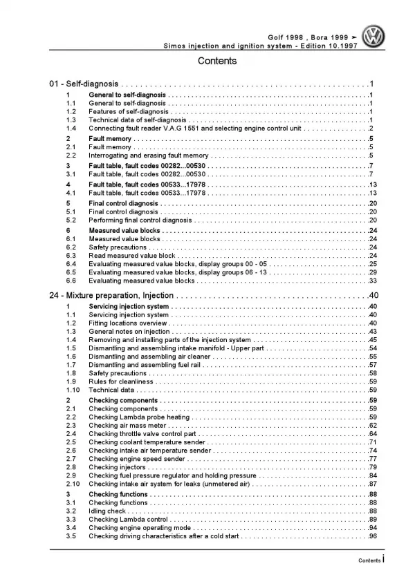 VW Bora 1J 1998-2006 simos injection ignition system 100 hp repair manual pdf