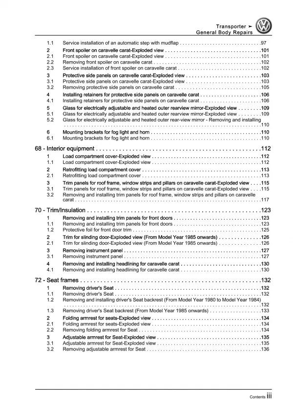 VW Transporter T3 1979-1992 general body repairs interior exterior repair eBook