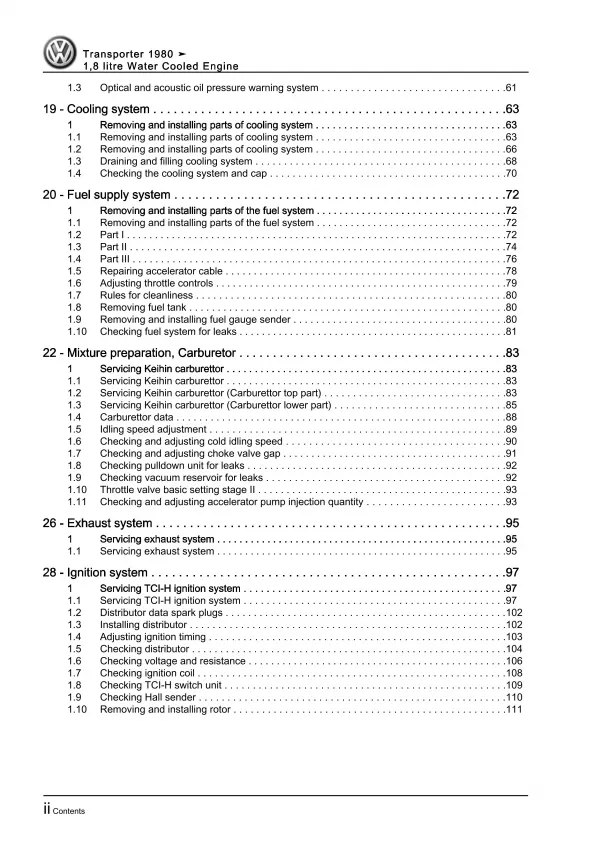 VW Transporter T3 (79-85) 4-cyl. 1.8l petrol engines 112 hp repair manual eBook