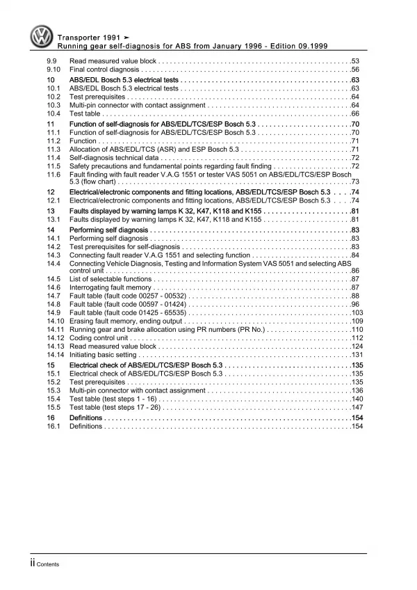 VW Bus T4 1996-2003 running gear brake self-diagnosis repair workshop pdf eBook