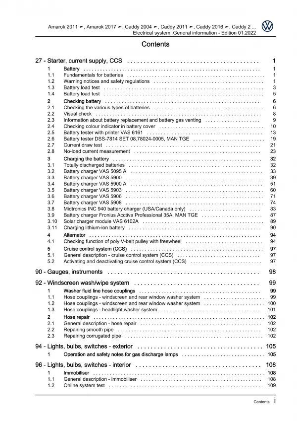 VW Bus T5 2003-2009 electrical system general information repair workshop eBook