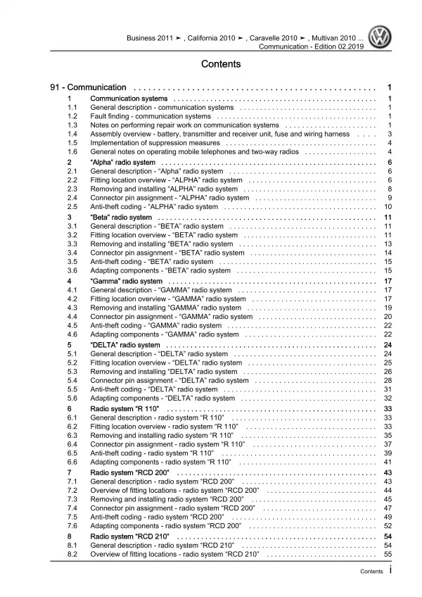 VW Bus T5 2003-2009 communication radio navigation repair workshop manual eBook