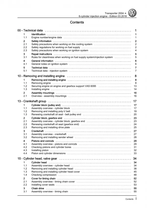 VW Bus T5 (03-09) 6-cyl. 3.2l petrol engines 231-235 hp repair workshop eBook