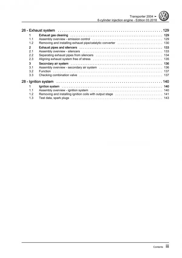 VW Bus T5 (03-09) 6-cyl. 3.2l petrol engines 231-235 hp repair workshop eBook