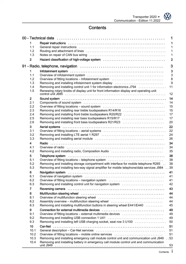 VW Bus T6.1 (19-21) communication radio navigation repair workshop manual eBook