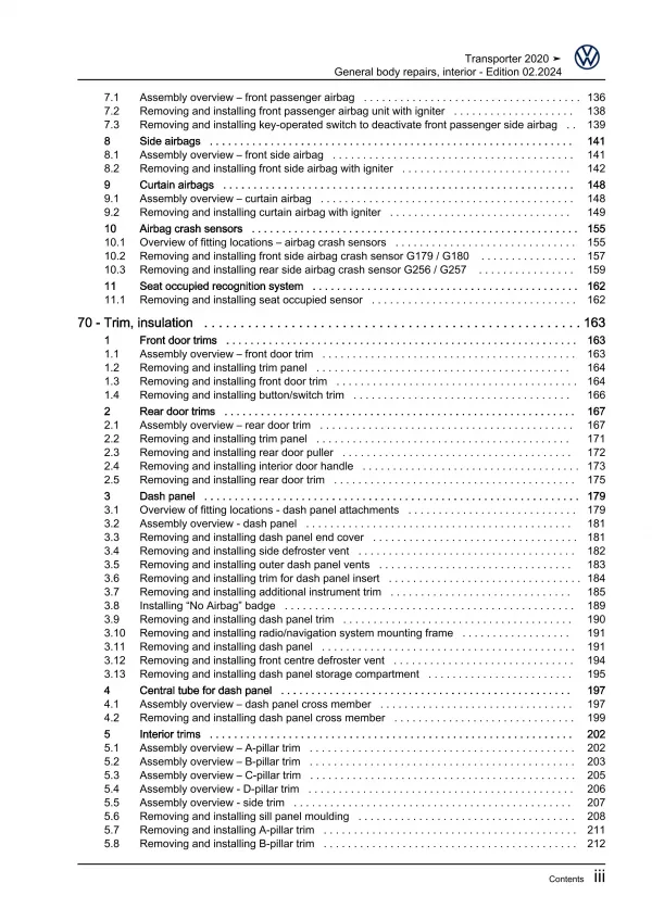 VW Bus T6.1 2019-2021 general body repairs interior guide workshop manual eBook