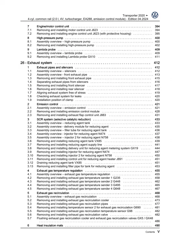 VW Bus T6.1 2019-2021 4-cyl. 2.0l diesel engines 90-204 hp repair workshop eBook