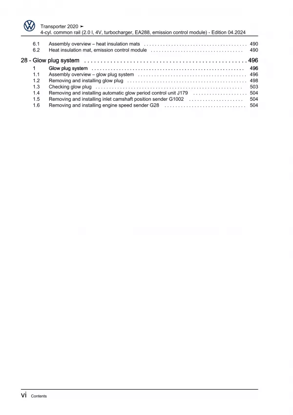 VW Bus T6.1 2019-2021 4-cyl. 2.0l diesel engines 90-204 hp repair workshop eBook