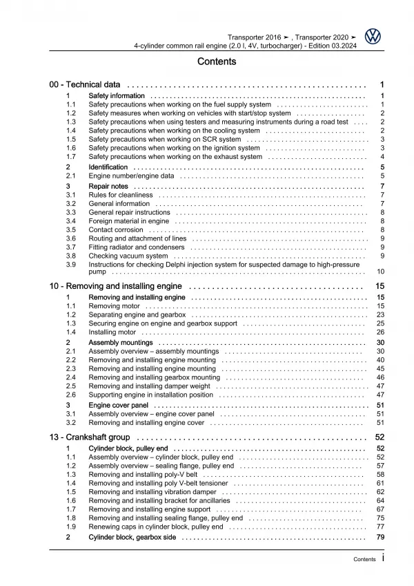 VW Bus T6.1 2019-2021 4-cyl. 2.0l diesel engines 84-204 hp repair workshop eBook