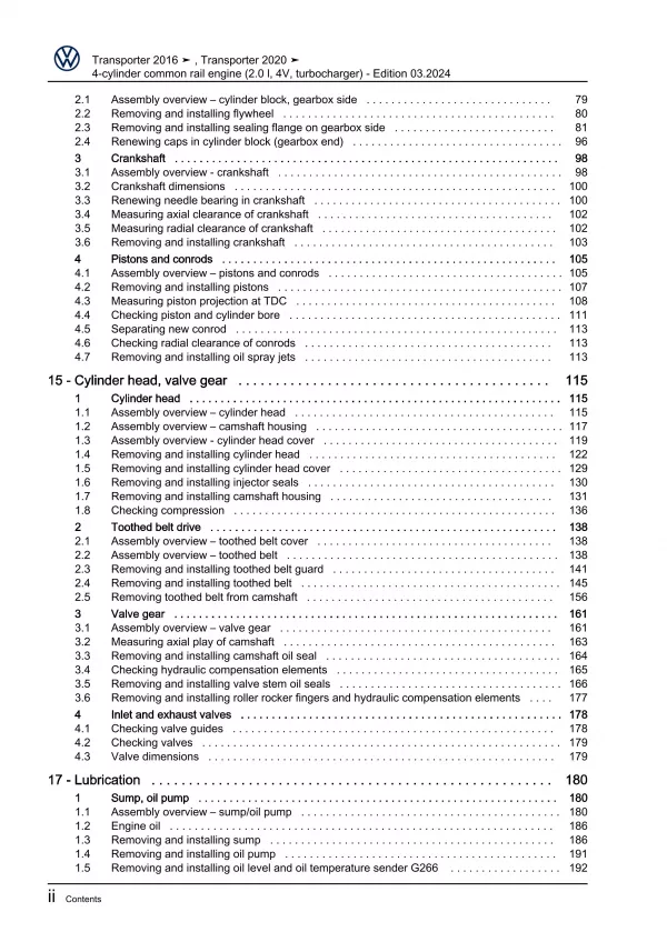 VW Bus T6.1 2019-2021 4-cyl. 2.0l diesel engines 84-204 hp repair workshop eBook