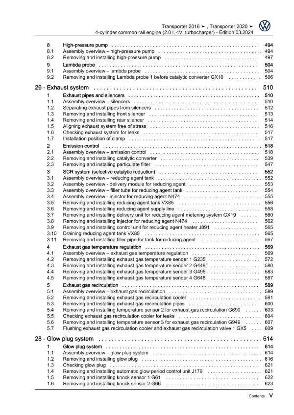 VW Bus T6.1 2019-2021 4-cyl. 2.0l diesel engines 84-204 hp repair workshop eBook