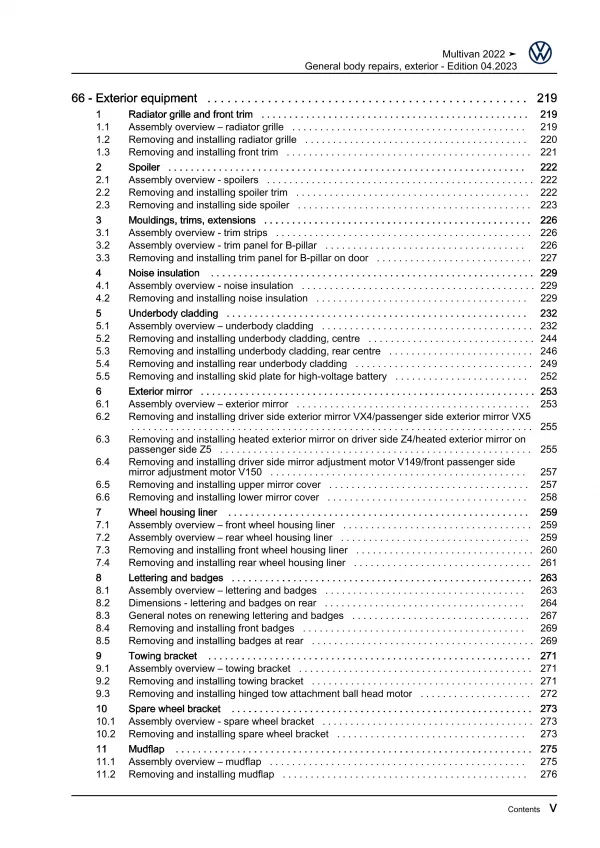 VW Multivan from 2021 general body repairs exterior guide workshop manual eBook