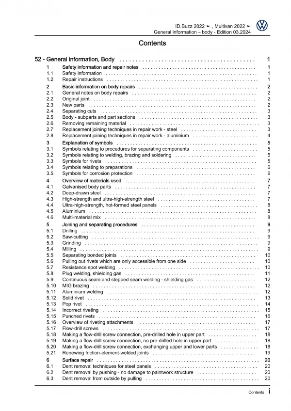VW Multivan from 2021 general information body repair workshop manual pdf eBook
