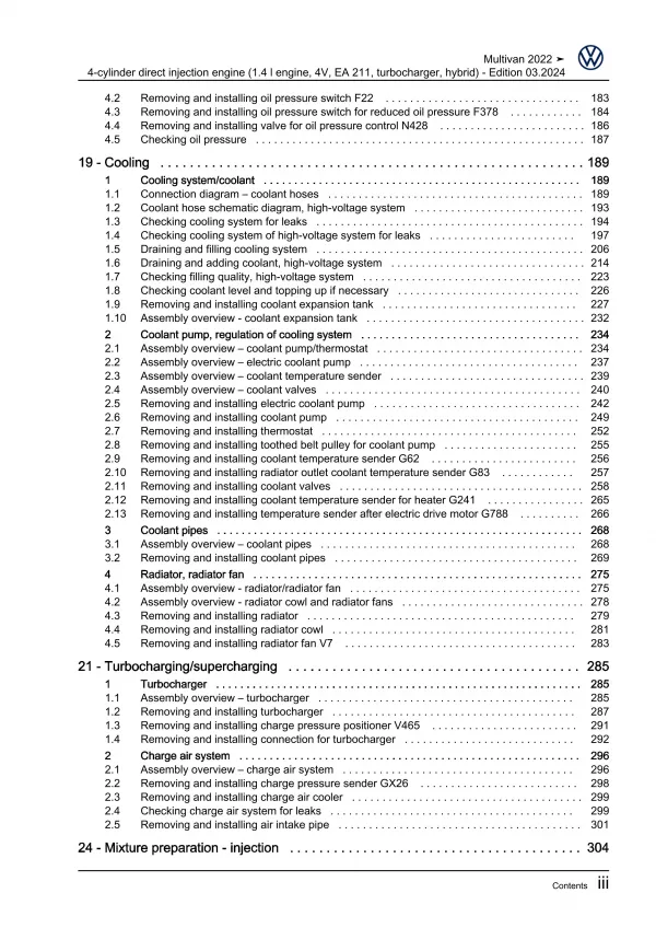 VW Multivan from 2021 4-cyl. 1.4l petrol engines 150 hp repair workshop eBook