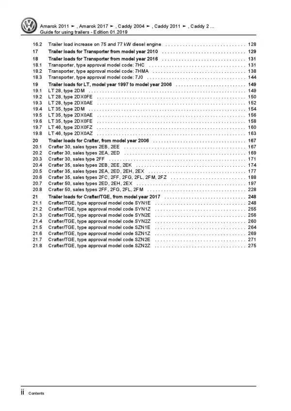 VW Caddy type 2K 2003-2010 guide for using trailers repair workshop manual pdf