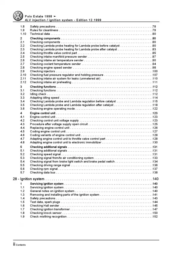 VW Caddy 9K 1999-2003 4LV injection and ignition system 75 hp repair manual pdf