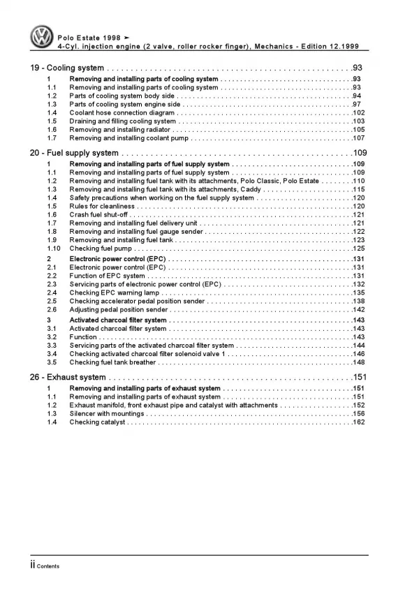 VW Caddy 9K 1999-2003 4-cyl. injection engine mechanics 60 hp repair manual pdf