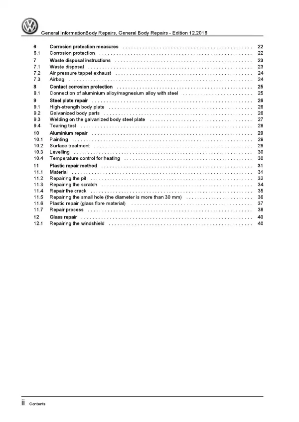 VW Caddy type SA 2015-2020 general information body repairs workshop manual pdf