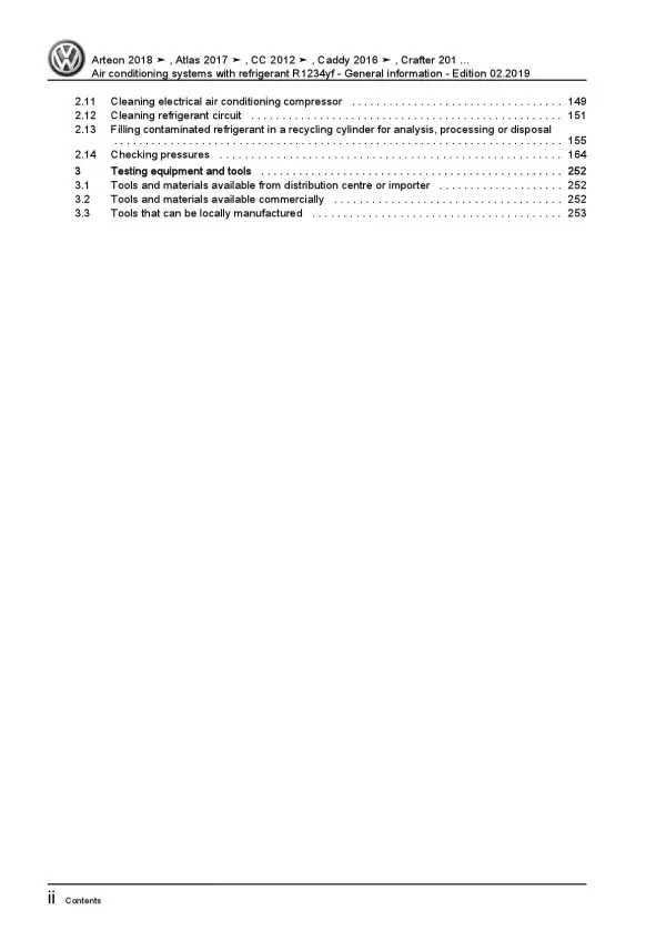 VW Caddy SA 2015-2020 air conditioning systems refrigerant R1234yf manual pdf