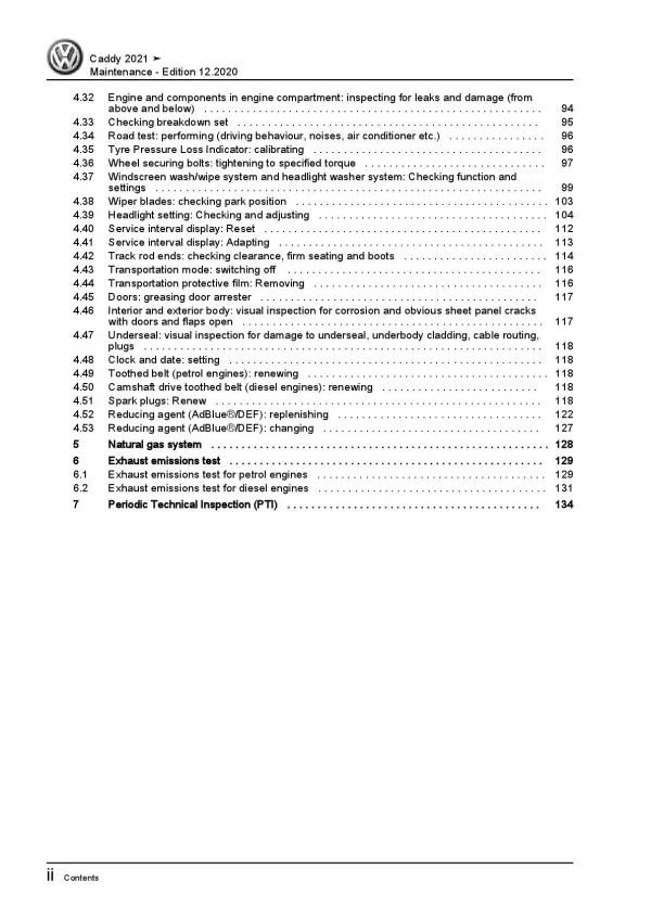 VW Caddy type SB from 2020 maintenance repair workshop manual pdf file ebook