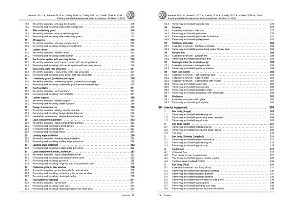 VW Caddy SB (20>) factory installed accessories conversions repair manual pdf