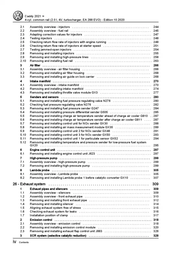 VW Caddy SB (20>) 4-cyl. diesel engines 75-122 hp repair workshop manual pdf
