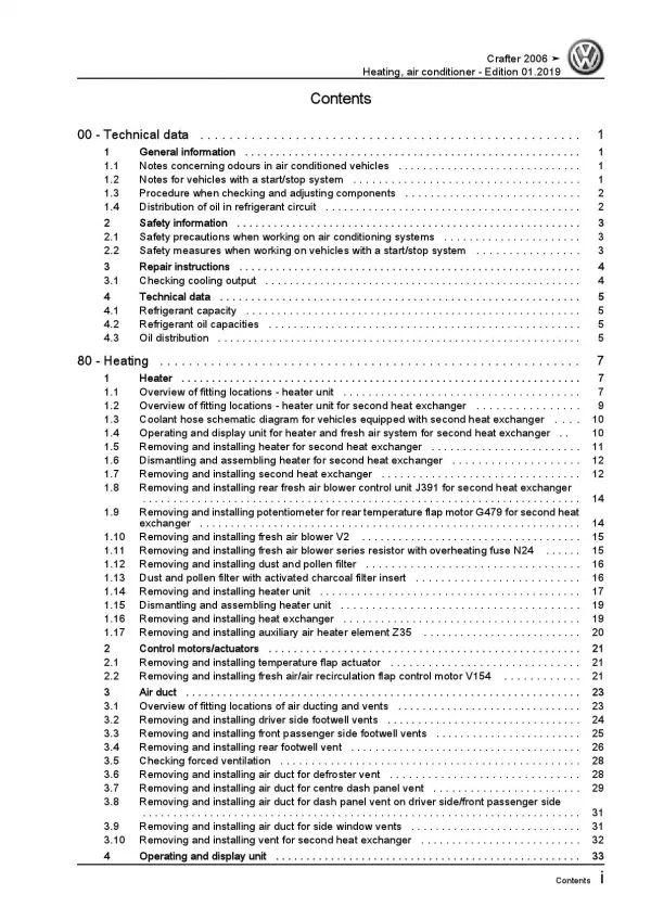 VW Crafter 2E (06-16) heating air conditioning system repair workshop manual pdf